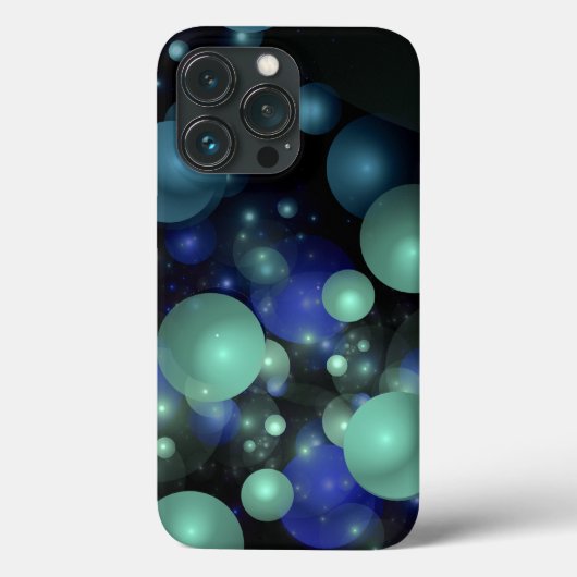 Die blaue und grüne 3D-Blase Abstrakt über Schwarz Case-Mate iPhone Hülle (Rückseite)