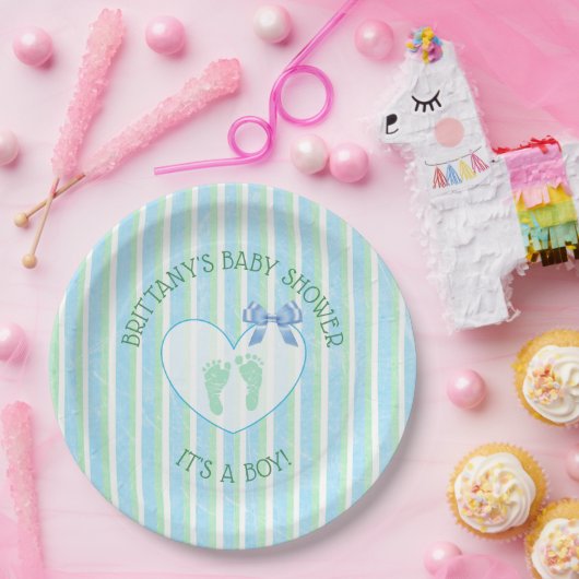 Die blaue und grüne Striptendusche Pappteller (Party)