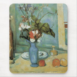 Die blaue Vase (Blumen und Früchte) von Paul Cezan Mousepad