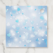 Die blaue weiße Gefältchen der Babydusche Geschenkanhänger (Rückseite)