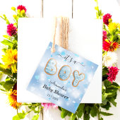 Die blaue weiße Gefältchen der Babydusche Geschenkanhänger