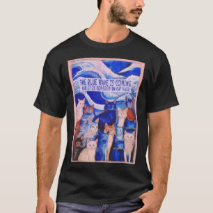 Die blaue Welle kommt und sie ist in Katze H T-Shirt