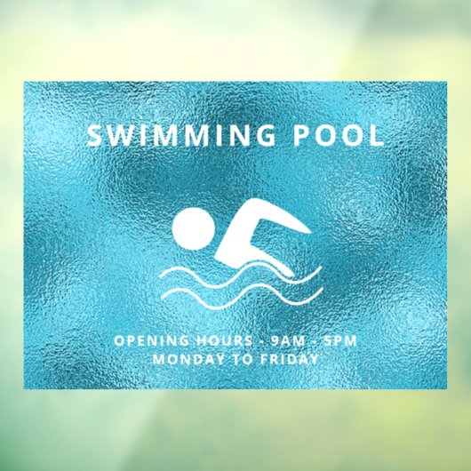 Die blauen Öffnungszeiten des Pools Fensteraufkleber (Blatt 3)
