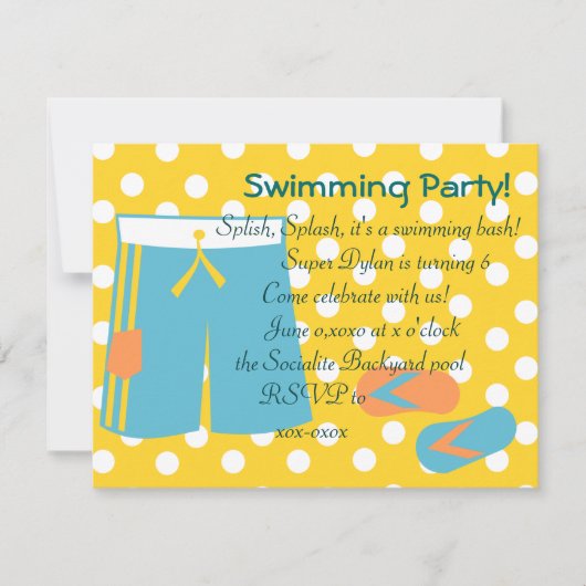 Die blauen Schwimmen Einladung (Vorderseite)