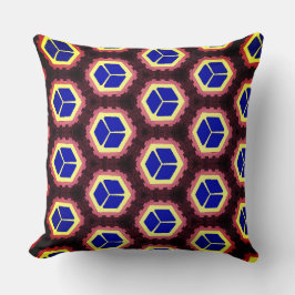 Die blauen und gelben Kisten über braune Flächen Kissen