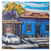 Die "blauer Schatten, Tucson-Barrio-" dekorative Fliese (Vorderseite)