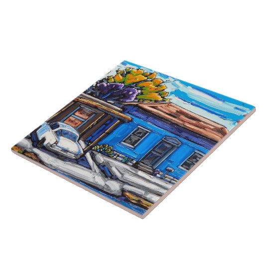 Die "blauer Schatten, Tucson-Barrio-" dekorative Fliese (Seite)