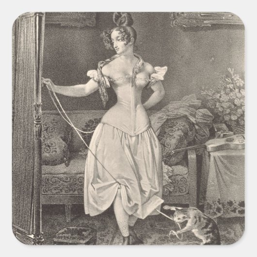 Die Bleibe-Spitze, graviert von Alfred Leon Quadratischer Aufkleber (Vorderseite)