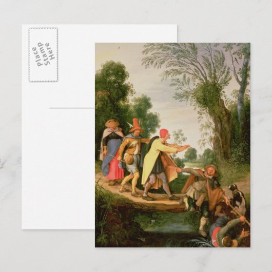 Die Blinde Führung der Blinden Postkarte (Vorne/Hinten)