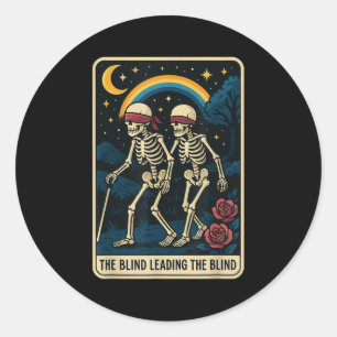 Die Blinde Führung Die Blinde Tarot Card Skele Runder Aufkleber