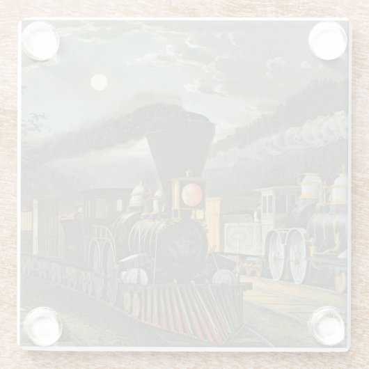 Die Blitz-Eilzüge, 1863 Glasuntersetzer (Rückseite)