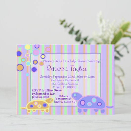 Die Blubbly Turtle Shower Einladung (Stehend Vorderseite)