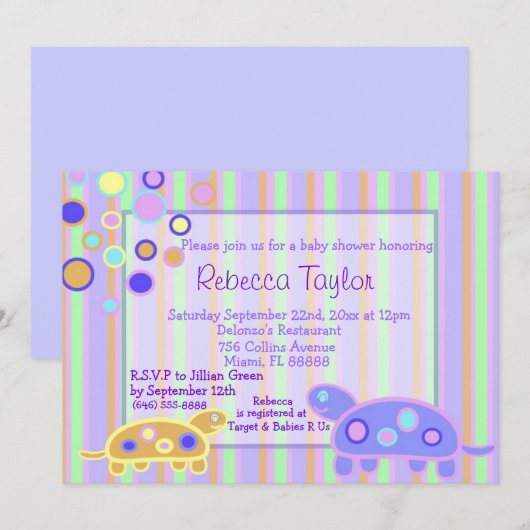 Die Blubbly Turtle Shower Einladung (Vorne/Hinten)