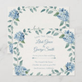 Die Blue Bloom Elegant Garden Save The Dates Karte (Vorne/Hinten)