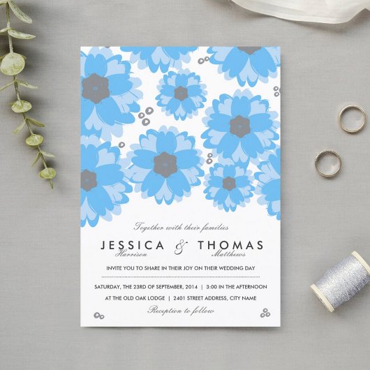 Die Blue Blossom Wedding Collection Einladung