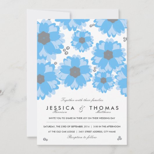 Die Blue Blossom Wedding Collection Einladung (Vorderseite)