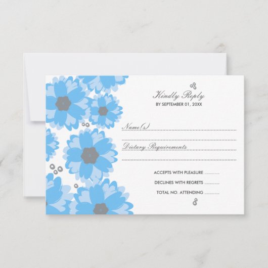 Die Blue Blossom Wedding Collection RSVP Karte (Vorderseite)