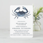 Die Blue Crab Bridesmaids Luncheon Wedding Einladung (Stehend Vorderseite)