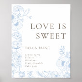 Die Blue Floral Line Liebe ist süß Poster (Vorne)