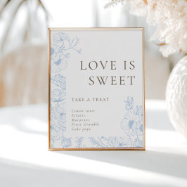 Die Blue Floral Line Liebe ist süß Poster