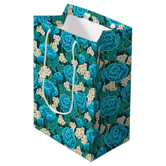 Die Blue Rose Medium Geschenktasche Mittlere Geschenktüte (Vorderseite Schrägansicht)