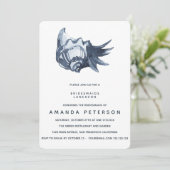 Die Blue Seashell Bridesmaids Luncheon Wedding Einladung (Stehend Vorderseite)