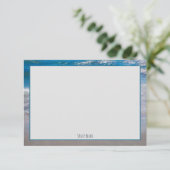 Die Blue White Coastal Ocean Wave Phrase Dankeskarte (Stehend Vorderseite)
