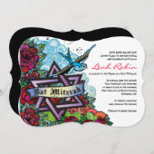 DIE BLUEBIRD STAR VON DAVID Bat Mitzvah Einladung (Vorne/Hinten)