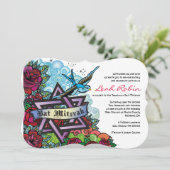 DIE BLUEBIRD STAR VON DAVID Bat Mitzvah Einladung (Stehend Vorderseite)