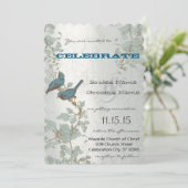 Die Bluebirds in einer Baumhochzeit schneiden Einladung (Stehend Vorderseite)