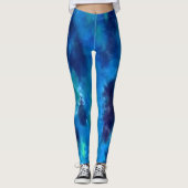 Die Blues des Ozeans - Boho Krawatte gefärbte Volk Leggings (Vorderseite)