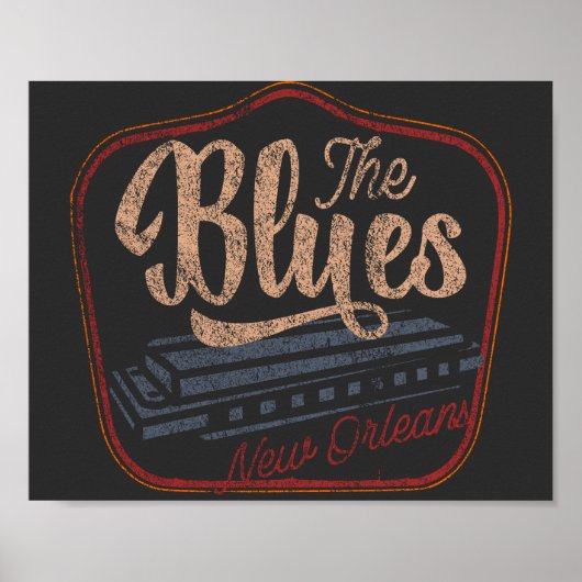 Die Blues New Orleans harmonica bedrückte T - Shir Poster (Vorne)