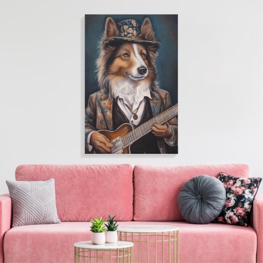 Die Blues Shetland Sheepdog singen | Sheltie Leinwanddruck (Insitu (Wohnzimmer))