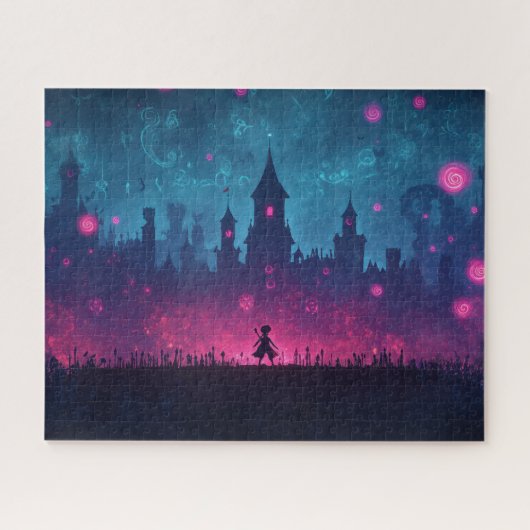 Die blühende Rosa Fee World Puzzle (Horizontal)