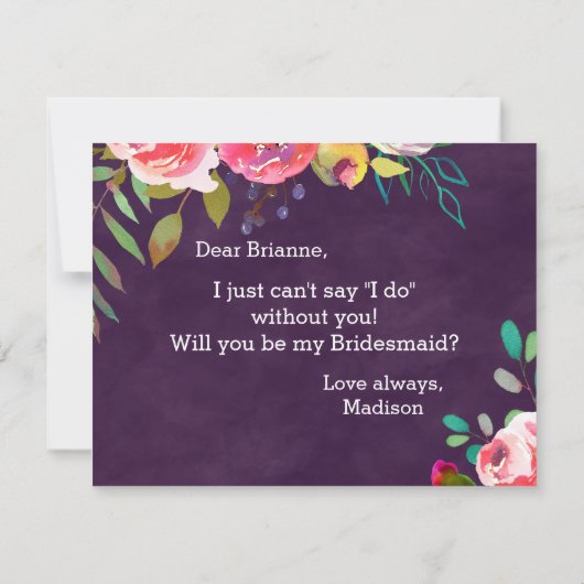 Die blühende schicke Blume wird meine Brautjungfra Einladung (Rückseite)