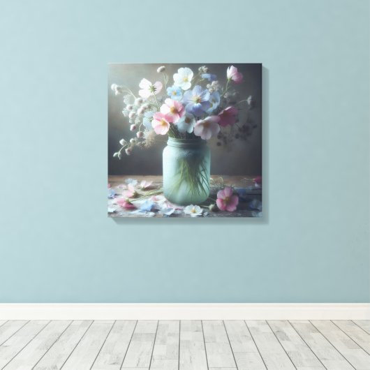 Die blühende Schönheit eines Jars voller Blume Leinwanddruck (Insitu (Holzboden))