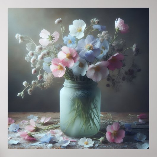 Die blühende Schönheit eines Jars voller Blume Poster (Vorne)