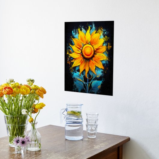 Die blühende Sonnenblumenexplosion - Abstrakte Blu Foliendrucke (Ablage(Küche))