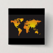 Die blühende Weltkarte in orange und gelb Button (Vorderseite)