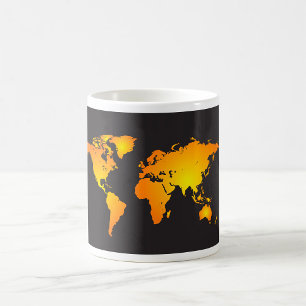 Die blühende Weltkarte in orange und gelb Kaffeetasse