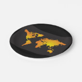 Die blühende Weltkarte in orange und gelb Pappteller (Schrägansicht)