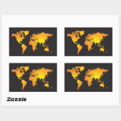 Die blühende Weltkarte in orange und gelb Rechteckiger Aufkleber (Blatt)