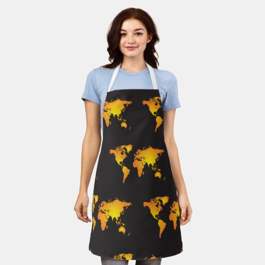 Die blühende Weltkarte in orange und gelb Schürze (Getragen)