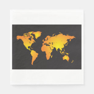 Die blühende Weltkarte in orange und gelb Serviette
