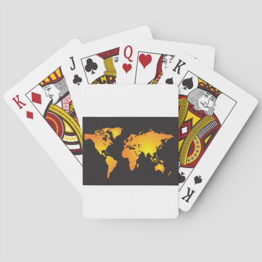 Die blühende Weltkarte in orange und gelb Spielkarten (Rückseite)