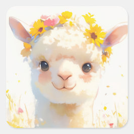 Die Blume Alpaca Quadratischer Aufkleber