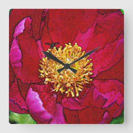 Die Blume der Bienen Quadratische Wanduhr