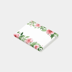 Die Blume der rosa Wasserfarbe Post-it Klebezettel