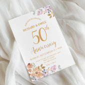 Die Blume der Wasserfarbe des 50. Fotos Einladung