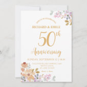 Die Blume der Wasserfarbe des 50. Fotos Einladung (Vorderseite)